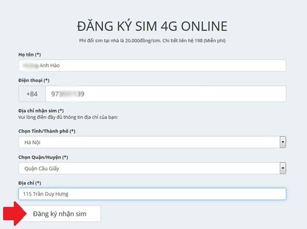 Hướng dẫn đăng ký sim 4G Viettel online 2